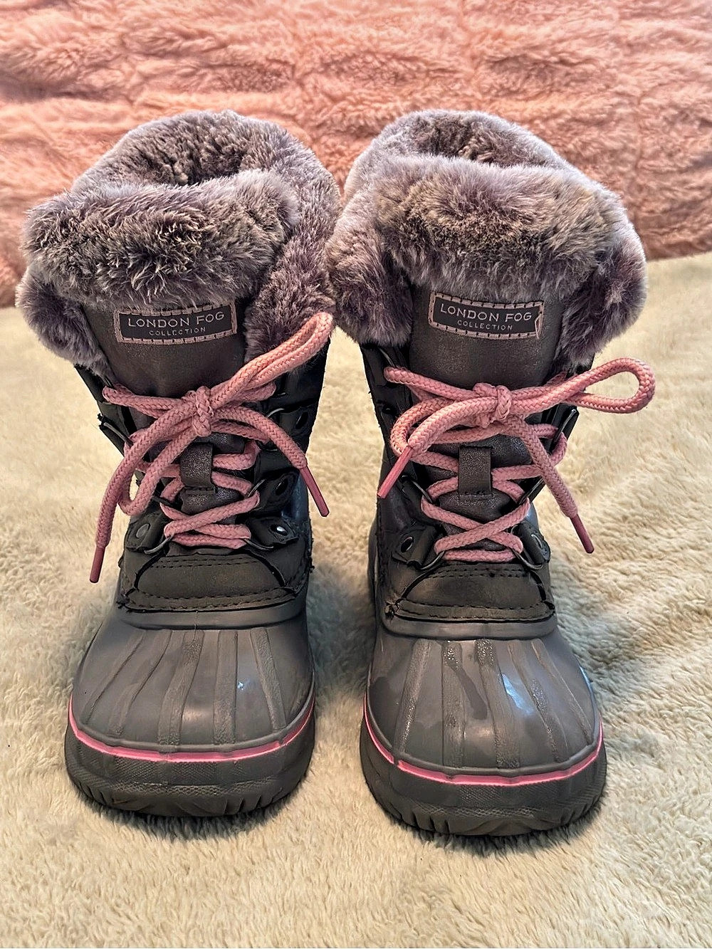 London Fog winter child’s boots Faux Fur US 12